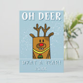 Grappig Oh Deer Wat een jaar Herten Tekenvakantie Feestdagenkaart (Staand voorkant)