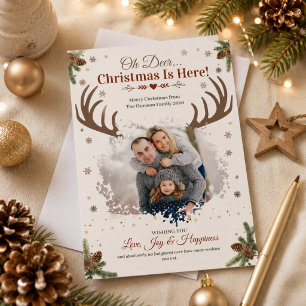 Grappig Oh Hert Is Kerstmis Hier Foto Familie Feestdagenkaart