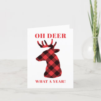 Grappig Oh Hert Wat een Jaar Buffalo Plaid Hert Fe Feestdagen Kaart
