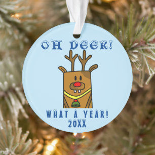 Grappig Oh Hert Wat een Jaar Cartoon Rendier Ornament