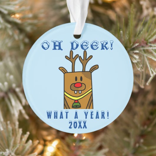 Grappig Oh Hert Wat een Jaar Cartoon Rendier Ornament (Boom)