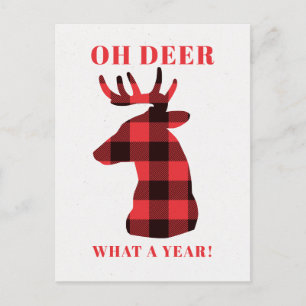 Grappig Oh Hert Wat een Jaar Rood Buffalo Geruit H Feestdagenkaart