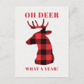 Grappig Oh Hert Wat een Jaar Rood Buffalo Geruit H Feestdagenkaart (Voorkant)