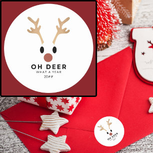 Grappig Oh Herten Wat een jaar Kerst Ronde Sticker