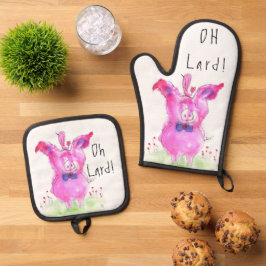 Grappig Oh Lard Pig Ovenwant & Pannenlap Set