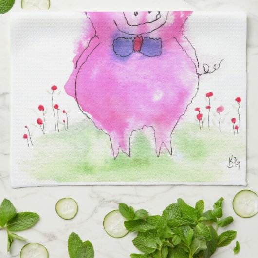 Grappig Oh Lard Pink Pig Keuken Handdoek (Gevouwen)