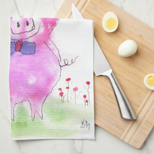 Grappig Oh Lard Pink Pig Keuken Handdoek (Quarter Fold)