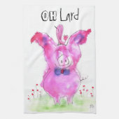Grappig Oh Lard Pink Pig Keuken Handdoek (Verticaal)