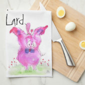 Grappig Oh Lard Pink Pig Keuken Handdoek (Quarter Fold)