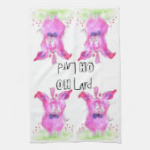 Grappig Oh Lard Pink Pig Keuken Handdoek (Verticaal)