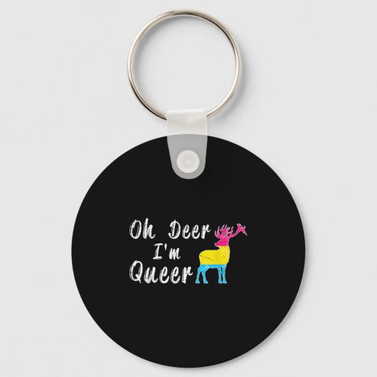 Grappig Oh Lieve Ik Ben Queer Lgbtq Pride Maand Ca Sleutelhanger (Voorkant)