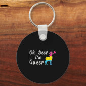 Grappig Oh Lieve Ik Ben Queer Lgbtq Pride Maand Ca Sleutelhanger (Voorkant)