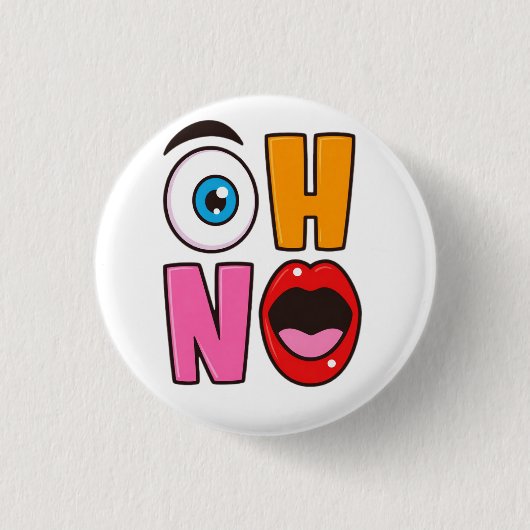 Grappig “Oh nee” Cartoon Glanzende Wijnlabel Ronde Button 3,2 Cm (Voorkant)
