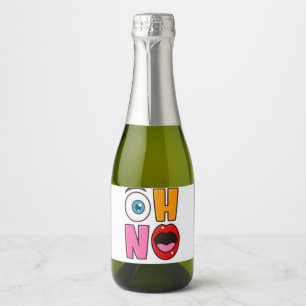 Grappig “Oh Nee” Cartoon Glanzende Wijnlabel Sparkling Wijnetiket