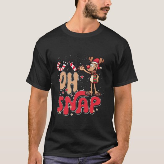 Grappig Oh Snap Rendier Candy Cane Kerstliefhebber T-shirt (Voorkant)