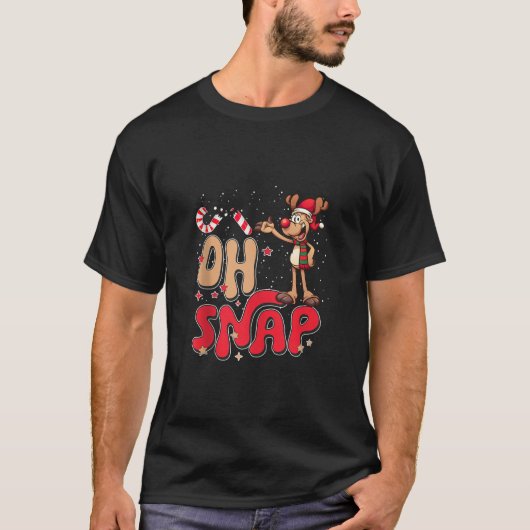 Grappig Oh Snap Rendier Candy Cane Kerstliefhebber T-shirt (Voorkant)