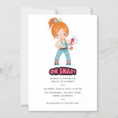 Grappig Oh Snap! Selfie Girl Birthday Party Magnetische Uitnodiging (Voorkant)