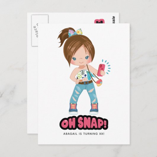 Grappig Oh Snap! Selfie Meisje Verjaardagsfeestje Briefkaart (Voorkant / Achterkant)