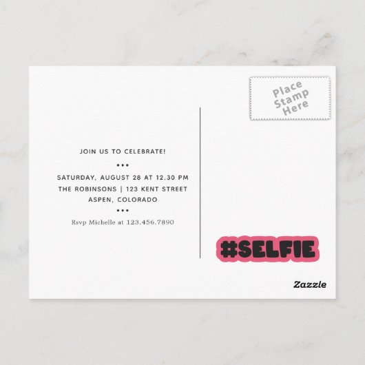 Grappig Oh Snap! Selfie Meisje Verjaardagsfeestje Briefkaart (Achterkant)