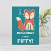 Grappig Oh, voor Fox Sake verjaardagsfeestje Kaart (Staand voorkant)