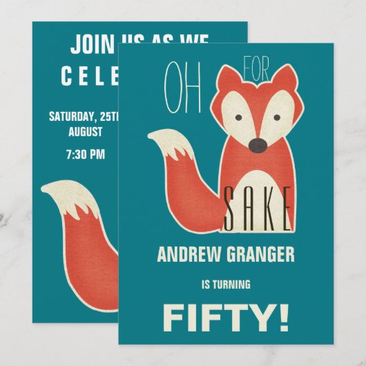 Grappig Oh, voor Fox Sake verjaardagsfeestje Kaart (Voorkant / Achterkant)