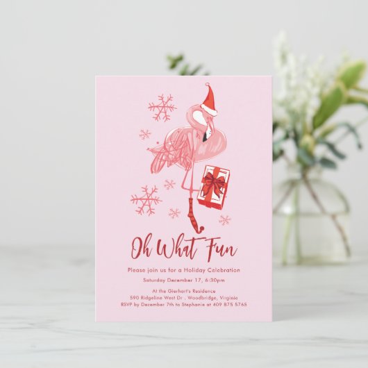 Grappig Oh Wat een leuk Flamingo Kerstfeest Kaart (Staand voorkant)