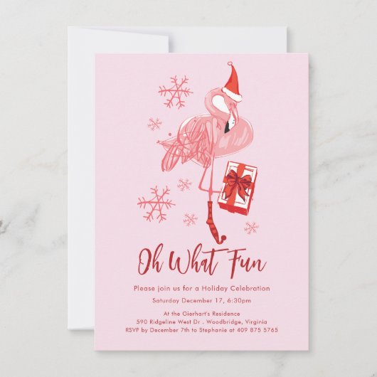 Grappig Oh Wat een leuk Flamingo Kerstfeest Kaart (Voorkant)