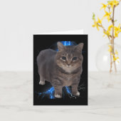 Grappig Oia Oia Spinning Cat Meme Cat Brainrot Kaart (Gele Bloem)