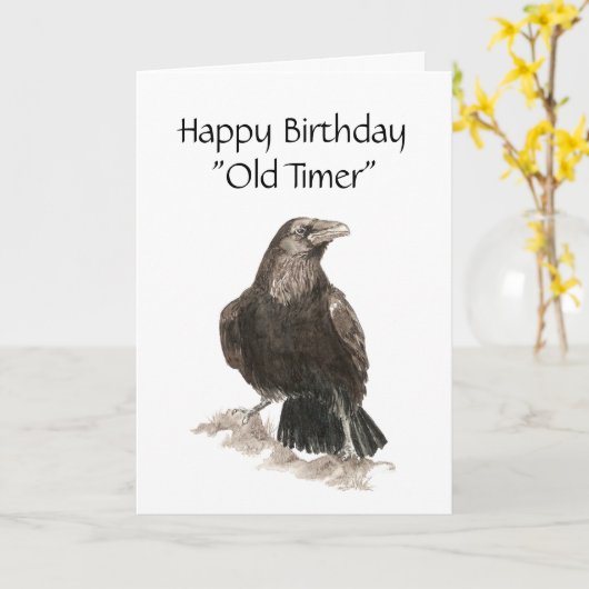 Grappig, Old Timer, Birthday, dus oud de Ravens ho Kaart (Gele Bloem)