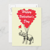 Grappig olifant en liefdehart Valentijns Feestdagenkaart (Voorkant / Achterkant)