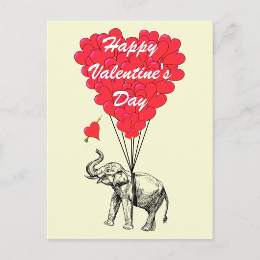 Grappig olifant en liefdehart Valentijns Feestdagenkaart (Voorkant)