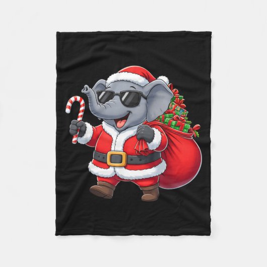 Grappig Olifant Kerstman Kerst Outfit Kerst Jongen Fleece Deken (Voorkant)