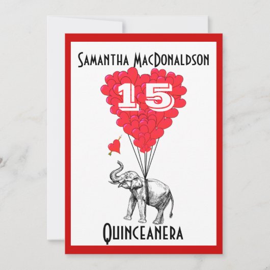 Grappig olifant Quinceanera feest Kaart (Voorkant)