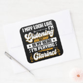 Grappig om in mijn hoofd te horen dat ik klarinet vierkante sticker (Envelop)