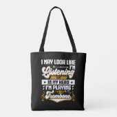 Grappig om in mijn hoofd te horen dat ik mijn trom tote bag (Achterkant)