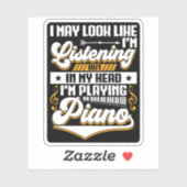 Grappig om in mijn hoofd te horen dat ik piano spe sticker (Vel)