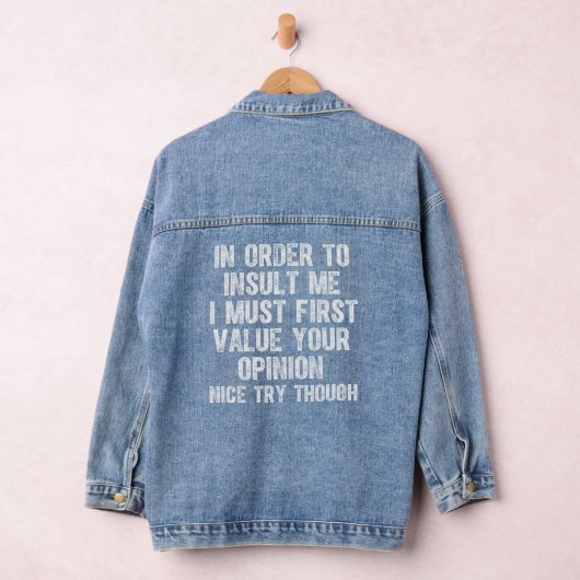 Grappig, om me te beledigen grapje Sarcast Denim Jacket (Hangar)