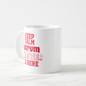 Grappig om rustig te blijven. koffiemok (Voorkant links)