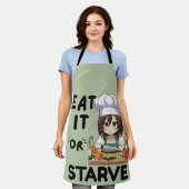 Grappig om te eten of te verhongeren schort (Gedragen)