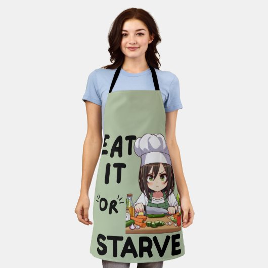 Grappig om te eten of te verhongeren schort (Gedragen)