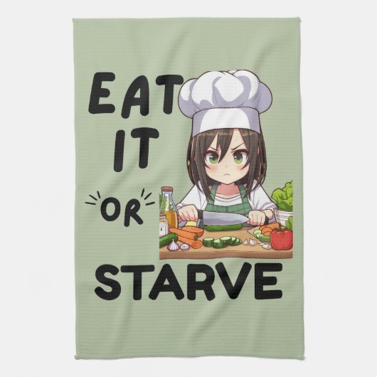 Grappig om te eten of te verhongeren theedoek (Verticaal)