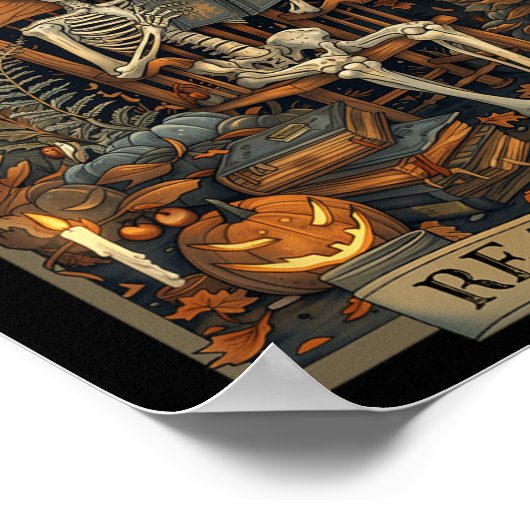 Grappig om te lezen in Vrede Skelet Halloween Lees Poster (Hoek)