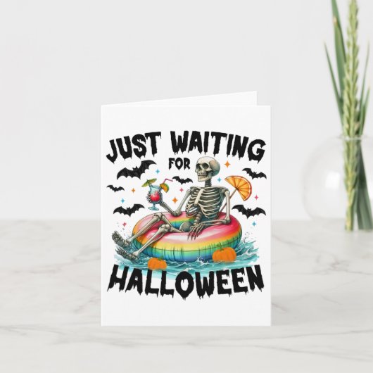 Grappig om te wachten op Halloween Skeleton Spooky Kaart (Voorkant)