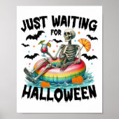Grappig om te wachten op Halloween Skeleton Spooky Poster (Voorkant)