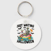 Grappig om te wachten op Halloween Skeleton Spooky Sleutelhanger (Voorkant)
