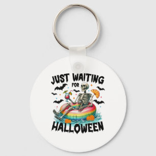 Grappig om te wachten op Halloween Skeleton Spooky Sleutelhanger