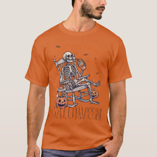 Grappig om te wachten op Halloween Skeleton Spooky T-shirt