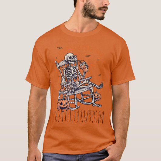 Grappig om te wachten op Halloween Skeleton Spooky T-shirt (Voorkant)