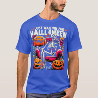 Grappig om te wachten op Halloween Skeleton Spooky T-shirt