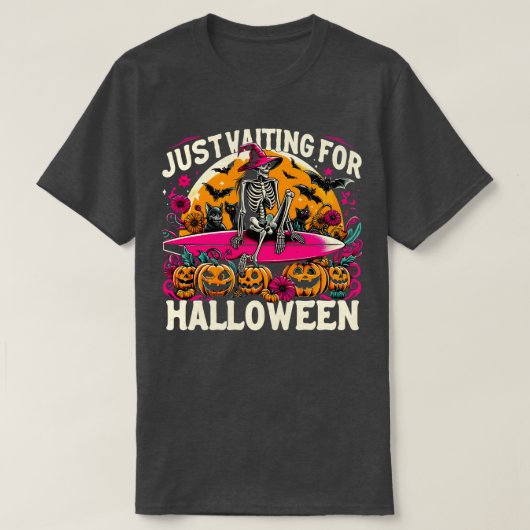 Grappig om te wachten op Halloween Skeleton Spooky T-shirt (Design voorkant)